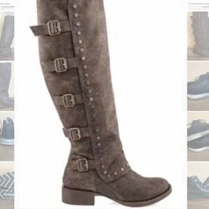 Size 8.5 Brown blowfish tall boots with buckle accents women’s shoes